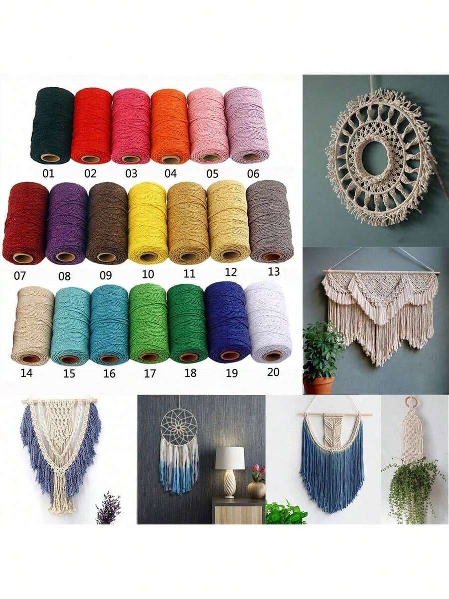 2mm 100M Colorful Macrame Cord Handmade Crafts DIY Beige Twisted Cord Twine Rope String Home Textile Two Strand Weaving Decor