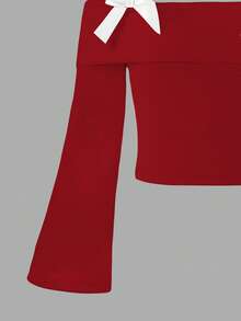 Elladie kids 青少年女孩新款长袖吊带上衣，露肩设计，蝴蝶结。舒适、时尚、优雅、甜美、可爱、活泼、独特，是外出和装扮的必备单品。