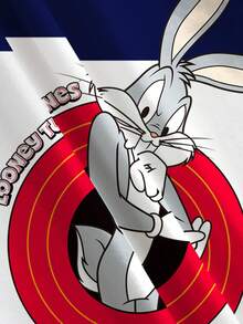 LOONEY TUNES X SHEIN T-shirt à manches courtes pour jeune garçon avec imprimé lapin et blocs de couleurs pour l'été