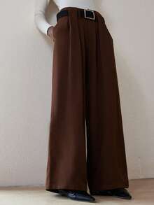 Aveloria Modichic Fashionable Design Sense, Versatile, Commute, Retro, Loose, Draping, Casual Wide Leg Pants - Brown - View 2