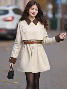 SHEIN Teen GirlCasual Hooded Fleece Jacket, Daily Wear