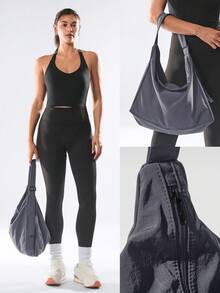 GLOWMODE 17L Unadjustable Textured Water-Resistant Shoulder Bag Fall Winter - 淺灰色 - 查看 8