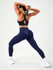 Solea Cove Seamless Solid Color Backless Daily Fitness Sports Bra For Women Adjustable Strap Sports Bra Sports Bra High Support - Black - View 5