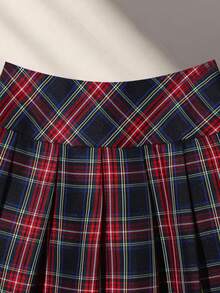 Franclia Zip Side Tartan Pleated Skirt For New Year Clothes