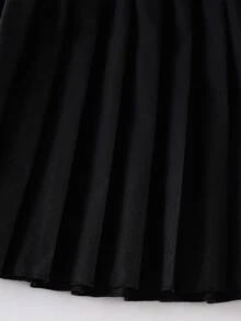 2 件女童韩版蝴蝶结羊毛运动衫和黑色百褶裙套装，秋冬 - 灰色 - 查看 5