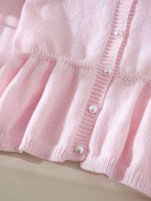 青少年女孩休闲可爱粉色腰部合身针织开衫，柔软舒适，适合日常、户外、旅行、度假、居家、日托、儿童玩耍、秋冬、圣诞节、返校、派对，用途广泛 - 粉色 - 查看 11