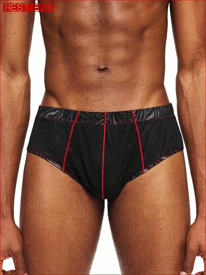 Rest Era سراويل داخلية رجالية من الشبك الجاكار الجذاب