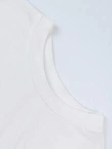 SHEIN LUNE 女式纯色简约休闲圆领短袖T恤 - 彩色 - 查看 4
