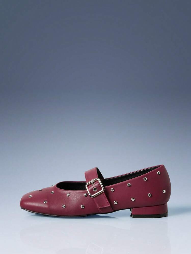 CUCCOO GRLICON Women's Pearl Studded Mary Jane Flats, Versatile Slip-On Shoes For Halloween, Christmas, Party, Y2K Outfit