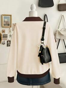 Lalippa Plus Size Casual Cherry Embroidery Drop Shoulder Loose Sweatshirt, Autumn - Multicolor - View 2