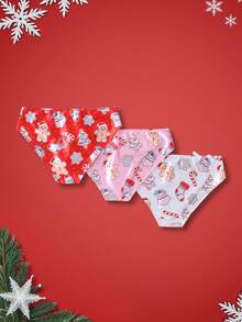 3 chiếc quần lót in hình người tuyết, bánh gừng, cây thông Noel, quà tặng Giáng sinh độc đáo, dễ thương cho bé gái tuổi teen - Nhiều màu - Xem 2