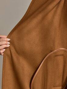 Dazy-Less Áo khoác dài dày thanh lịch, rộng rãi cho nữ, áo khoác ngoài thông thường cho mùa thu đông - Lạc đà - Xem 4