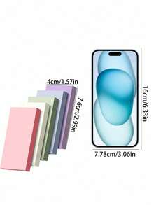 5 张彩色矩形固体便签