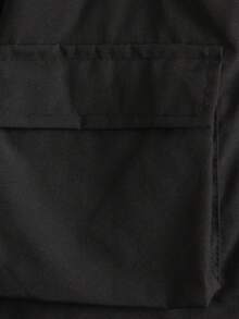 SHEIN Genkimix Kids 4-7岁男童黑色连帽保暖外套，适合秋春冬