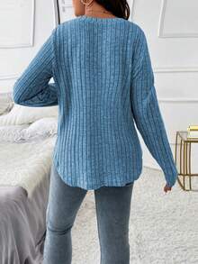 EMERY ROSE Maglietta a maniche lunghe tinta unita minimalista, taglie comode, per uso quotidiano