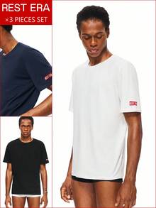 SHEIN Rest Era 3pcs/Set Men's Comfortable Casual Base Layer Tops