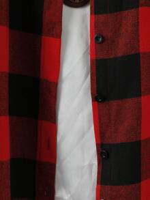 EMERY ROSE Camisa larga de franela roja elegante y cálida para mujer de talla grande, casual para Navidad - Rojo - Ver 4