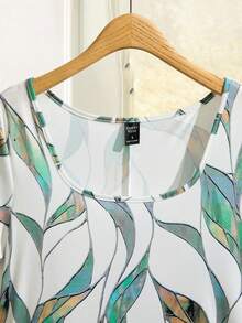 EMERY ROSE 印花休闲方领短袖连衣裙夏季女士连衣裙长裙超长女士连衣裙