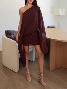 Abrilcols 船领袖迷你连衣裙度假夏季垂坠休闲波西米亚风优雅假日可爱性感度假伊比沙岛音乐节狂欢音乐会秋季婚礼嘉宾、优雅、生日、夜间外出、约会之夜万圣节派对秋季 - 棕色 - 查看 5