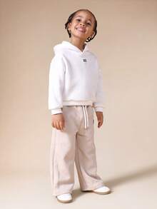 SUMWON Quần chạy bộ ống rộng dệt kim chần bông có dây rút ở eo thoải mái cho bé trai - Màu Khaki - Xem 5