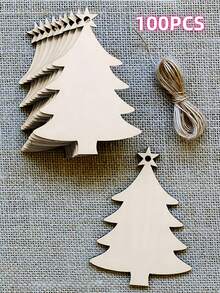 10-100个DIY木制装饰品，未完成的木制树挂饰，适用于DIY工艺品、圣诞节、家居派对装饰、最佳礼物、生日家居装饰、圣诞节装饰、房间装饰等。 - 米色 - 查看 12
