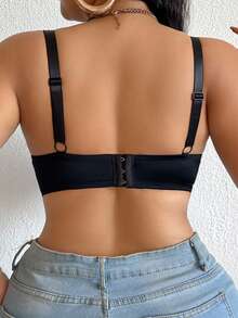 1 Áo ngực ren vá cỡ lớn có gọng nâng và hỗ trợ bên hông cho nữ - màu đen - Xem 2