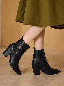 MOTF CUCCOO 女士时尚尖头粗跟短靴 - 黑色 - 查看 3