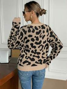 Serisse Suéter de cuello redondo de manga larga con estampado total casual para mujer en otoño/invierno - Negro - Ver 2