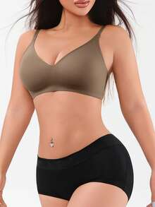 5 piezas de ropa interior cómoda y sin costuras de moda simple para mujer - Multicolor - Ver 4