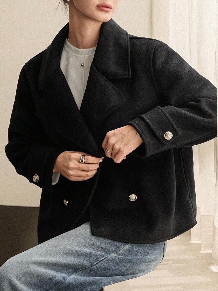 Women's Casual Loose Fit Thickened Short Jacket, Elegant Business Commute Overcoat For Autumn & Winter