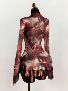 Amplova 夏季嬉皮风格女士透明低胸迷你连衣裙 - 彩色 - 查看 3