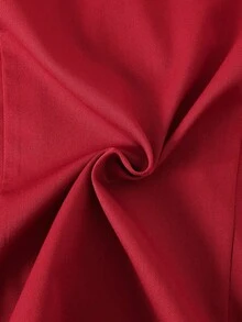 SHEIN 新款优雅法式红色长袖西装连衣裙，正式场合设计感百褶连衣裙，别致女神翻领双排扣长袖连衣裙 - 酒紅色 - 查看 7