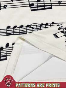 Noixe Damska koszulka w stylu vintage z długim rękawem i okrągłym dekoltem oraz nadrukiem nut, dopasowana, modna, w stylu vintage z 2000 r., z teksturowaną tkaniną, prezent dla siostry, na powrót do szkoły, prezent świąteczny