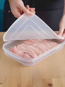 Food Storage Box, Minimalist Clear Food Storage Container For Refrigerator,Soft Lid Does Not Stick To The Bottom, Fish Steak Fresh-Keeping Box, Refrigerator, Bacon Sealed Refrigerator, Seafood Freezer Storage Box - White - View 3