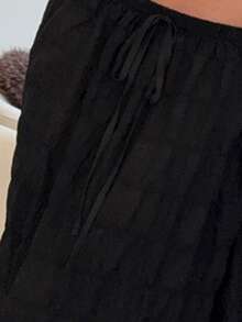 Abrilcols 低腰抽绳飘逸长裙海滩罩衫度假春夏优雅性感伊比沙岛适合春夏波西米亚风黑色 - 黑色 - 查看 3