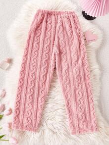 Dream Adore Tween Girl Jacquard Fleece Pink Lounge Pants - Pink - View 3