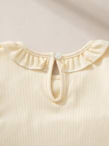 Souflis Souflis 2pcs Toddler Girls Vintage Floral Corduroy Suspender Pants + Jacquard Knit Long Sleeve T-Shirt Set, Casual Outfit For Daily Wear, Family Gathering