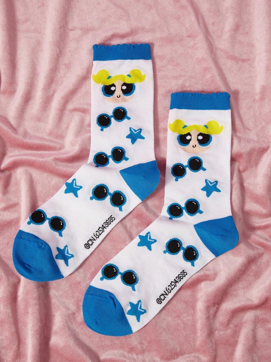 THE POWERPUFF GIRLS X SHEIN Women Crew Socks - Multicolor - View 1
