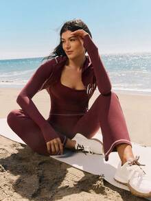 GLOWMODE 31" FeatherFit™ Frosty Flow Weiche, dehnbare, schweißableitende Leggings mit Kontrastnaht, gerade geschnitten, für Herbst/Winter, Yoga, Pilates, Studio und Alltag