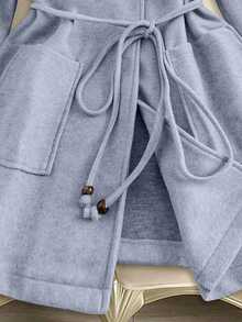 Franclia 女士秋冬新款大衣，简约百搭 - 淺藍色 - 查看 4