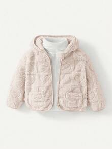 SHEIN 少女心對比色連帽抓絨外套，秋冬保暖，適合休閒出遊、度假、上學等多種場合 - 卡其色 - 查看 6