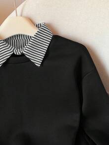 Modelyn 条纹拼接二合一长袖优雅时尚女式卫衣 - 彩色 - 查看 3