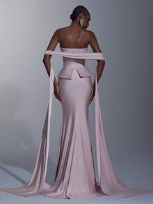 Elitara 优雅、浪漫、时尚、简约、粉紫色、弹性面料、编织绳装饰、紧身胸衣款式、带罩杯、胶骨、露背领口、适合节日、度假、生日、派对、婚礼活动、正式晚宴礼服 - 淺粉色 - 查看 9