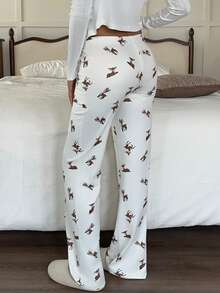 CovetEZ Women's Casual Deer Print Pants, Autumn - White - View 2