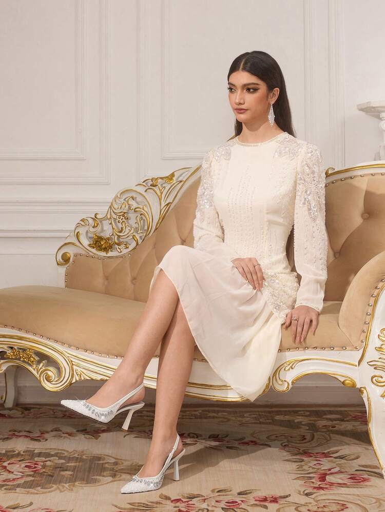 CUCCOO TILAWA Women's Silver High Heel Wedding Shoes, Pointed Toe, Rhinestone Embellished, Stiletto Heel Sandals For Christmas