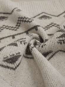 Florisole كارديجان نسائي بأكمام طويلة وأزرار قرنية بنمط هندسي من نوع فير آيل، شعور بالكسل