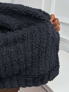 SHEIN 青少年女孩休闲双面羊毛纯色翻领长袖夹克 - 深灰色 - 查看 6