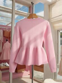 Franclia 女士纯色前扣仿珍珠优雅长袖开衫