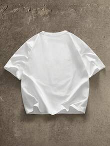 AXEPEAK 标准版型男士白色宽松短款 T 恤，夏季 - 白色 - 查看 2