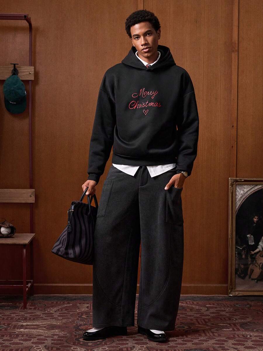 SWAVVY Áo hoodie in chữ thời trang dành cho nam, Thu/Đông - màu đen - Xem 1
